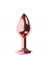 Пробка цвета розового золота с лиловым кристаллом Diamond Quartz Shine L - 8,3 см. - Lola Games - купить с доставкой в Сургуте