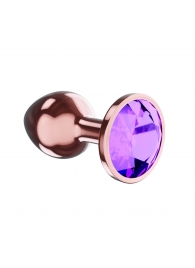 Пробка цвета розового золота с фиолетовым кристаллом Diamond Amethyst Shine L - 8,3 см. - Lola Games - купить с доставкой в Сургуте