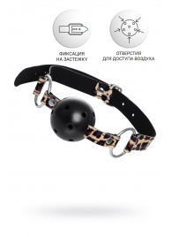 Черный кляп-шар на леопардовых ремешках Anonymo - ToyFa - купить с доставкой в Сургуте