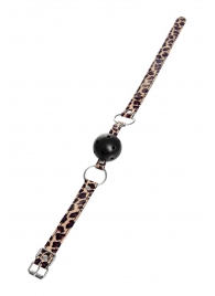 Черный кляп-шар на леопардовых ремешках Anonymo - ToyFa - купить с доставкой в Сургуте