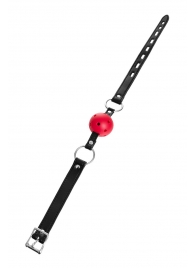 Красный кляп-шар на черных ремешках - ToyFa - купить с доставкой в Сургуте