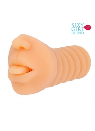 Телесный мастурбатор-ротик с высунутым язычком - Bior toys - в Сургуте купить с доставкой