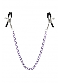 Зажимы для сосков с фиолетовой цепочкой Sweet Caress Nipple Chain - Sweet Caress - купить с доставкой в Сургуте