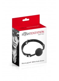 Черный силиконовый кляп-шарик на ремешках - Fetish Tentation - купить с доставкой в Сургуте