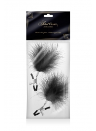 Зажимы на соски с черными пуховыми кисточками Sweet Caress Feather Nipple Clumps - Sweet Caress - купить с доставкой в Сургуте