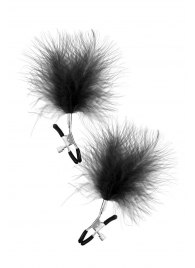 Зажимы на соски с черными пуховыми кисточками Sweet Caress Feather Nipple Clumps - Sweet Caress - купить с доставкой в Сургуте