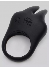 Черное эрекционное виброкольцо Sensation Rechargeable Vibrating Rabbit Love Ring - Fifty Shades of Grey - в Сургуте купить с доставкой