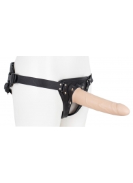 Пустотелый страпон Harness CLASSIC с бандажом - 19,5 см. - LOVETOY (А-Полимер) - купить с доставкой в Сургуте
