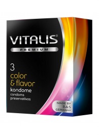 Цветные ароматизированные презервативы VITALIS PREMIUM color   flavor - 3 шт. - Vitalis - купить с доставкой в Сургуте