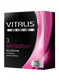 Презервативы с пупырышками и кольцами VITALIS PREMIUM sensation - 3 шт. - Vitalis - купить с доставкой в Сургуте