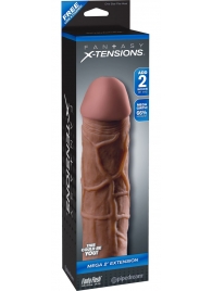 Коричневая насадка Mega 2  Extension - 20,3 см. - Pipedream - в Сургуте купить с доставкой