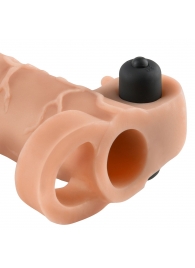 Телесная вибронасадка с кольцом Vibrating Real Feel 2 Extension - 16 см. - Pipedream - в Сургуте купить с доставкой