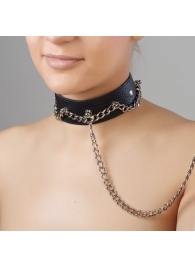 Чёрный ошейник из натуральной кожи - Sitabella - купить с доставкой в Сургуте