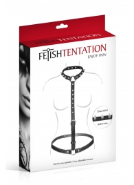 Черная упряжь на тело с шипами на ошейнике - Fetish Tentation - купить с доставкой в Сургуте