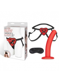 Красный поясной фаллоимитатор Red Heart Strap on Harness   5in Dildo Set - 12,25 см. - Lux Fetish - купить с доставкой в Сургуте