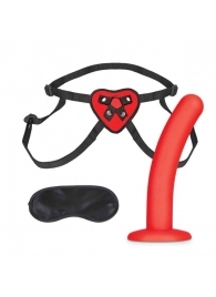 Красный поясной фаллоимитатор Red Heart Strap on Harness   5in Dildo Set - 12,25 см. - Lux Fetish - купить с доставкой в Сургуте