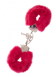 Металлические наручники с красной меховой опушкой METAL HANDCUFF WITH PLUSH RED - Dream Toys - купить с доставкой в Сургуте