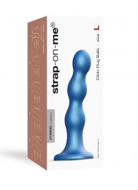 Голубая насадка Strap-On-Me Dildo Plug Balls size L - Strap-on-me - купить с доставкой в Сургуте