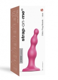 Розовая насадка Strap-On-Me Dildo Plug Beads size S - Strap-on-me - купить с доставкой в Сургуте