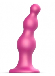 Розовая насадка Strap-On-Me Dildo Plug Beads size S - Strap-on-me - купить с доставкой в Сургуте