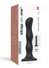 Черная насадка Strap-On-Me Dildo Geisha Balls size M - Strap-on-me - купить с доставкой в Сургуте