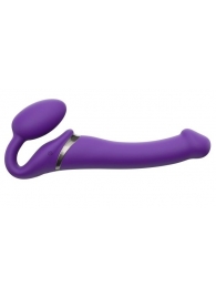 Фиолетовый безремневой вибрострапон Vibrating Bendable Strap-On - size L - Strap-on-me - купить с доставкой в Сургуте