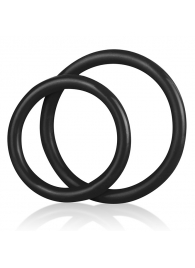 Набор из двух черных силиконовых колец разного диаметра SILICONE COCK RING SET - BlueLine - в Сургуте купить с доставкой
