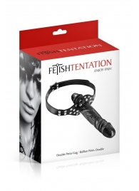 Черный кляп-фаллоимитатор Double Penis Gag - Fetish Tentation - купить с доставкой в Сургуте