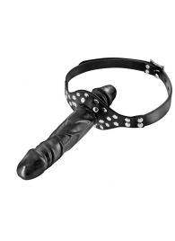 Черный кляп-фаллоимитатор Double Penis Gag - Fetish Tentation - купить с доставкой в Сургуте