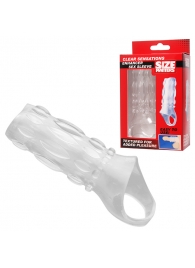 Насадка на пенис с кольцом для мошонки Clear Sensations Enhancer Sex Sleeve - 11,5 см. - XR Brands - в Сургуте купить с доставкой