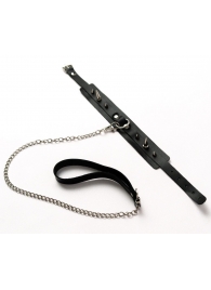 Черный ошейник с шипами и поводком - Crazy Handmade - купить с доставкой в Сургуте