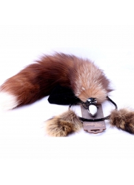 Игровой комплект: серебристая анальная пробка с пушистым хвостом и ободок-ушки - Crazy Handmade - купить с доставкой в Сургуте