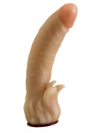 Телесная гелевая насадка-фаллос с клиторальными лепестками - 18,5 см. - LOVETOY (А-Полимер) - купить с доставкой в Сургуте