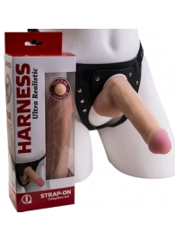 Страпон Harness из двух предметов: трусики с плугом и насадка-фаллос - 17 см. - LOVETOY (А-Полимер) - купить с доставкой в Сургуте