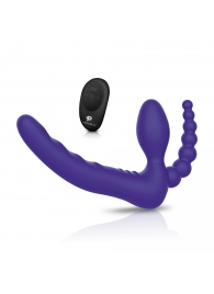 Фиолетовый безремневой страпон с пультом ДУ 7’’ Remote Control Strapless - 24 см. - Pegasus - купить с доставкой в Сургуте