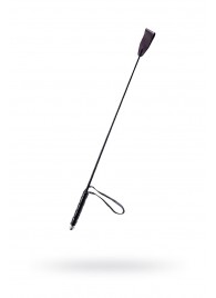 Чёрный стек с кожаной ручкой - 58 см. - Sitabella - купить с доставкой в Сургуте