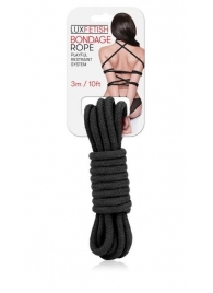 Черная хлопковая веревка для связывания - 3 м. - Lux Fetish - купить с доставкой в Сургуте