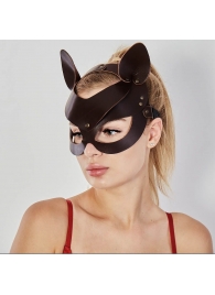 Коричневая кожаная маска  Кошечка - Sitabella - купить с доставкой в Сургуте