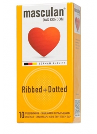 Презервативы с колечками и пупырышками Masculan Ribbed+Dotted - 10 шт. - Masculan - купить с доставкой в Сургуте