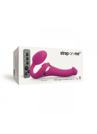 Ярко-розовый безремневой страпон Multi Orgasm Size S с клиторальной стимуляцией - Strap-on-me - купить с доставкой в Сургуте