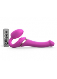 Ярко-розовый безремневой страпон Multi Orgasm Size S с клиторальной стимуляцией - Strap-on-me - купить с доставкой в Сургуте
