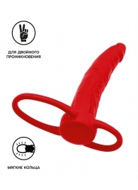 Красная насадка на пенис для двойного проникновения Black Red - 16,5 см. - ToyFa - купить с доставкой в Сургуте
