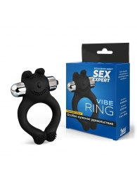 Черное силиконовое эрекционное виброкольцо Sex Expert - Sex Expert - в Сургуте купить с доставкой