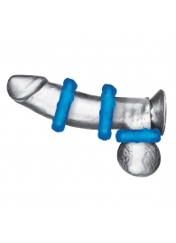 Комплект из трех голубых эрекционных колец 3-Pack Ribbed Rider Cock Ring Set - BlueLine - в Сургуте купить с доставкой