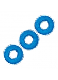 Комплект из трех голубых колец для эрекции 3-Pack Ultra-Stim Stretch Cock Rings - BlueLine - в Сургуте купить с доставкой