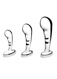 Набор из 3 стальных стимуляторов простаты Stainless Steel P-spot Training Set - b-Vibe - в Сургуте купить с доставкой