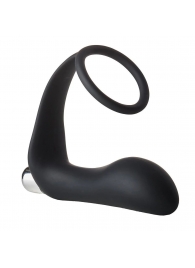 Черное эрекционное кольцо с вибропробкой Vibrating Anal Plug With Cockring - Dream Toys - в Сургуте купить с доставкой