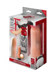 Телесный страпон Harness LESBI с вагинальной пробкой - 16,5 см. - LOVETOY (А-Полимер) - купить с доставкой в Сургуте