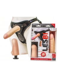 Телесный страпон Harness LESBI с вагинальной пробкой - 16,5 см. - LOVETOY (А-Полимер) - купить с доставкой в Сургуте