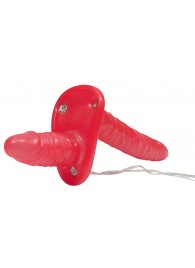 Красный женский страпон с вагинальной пробкой Bad Kitty - 18 см. - Orion - купить с доставкой в Сургуте